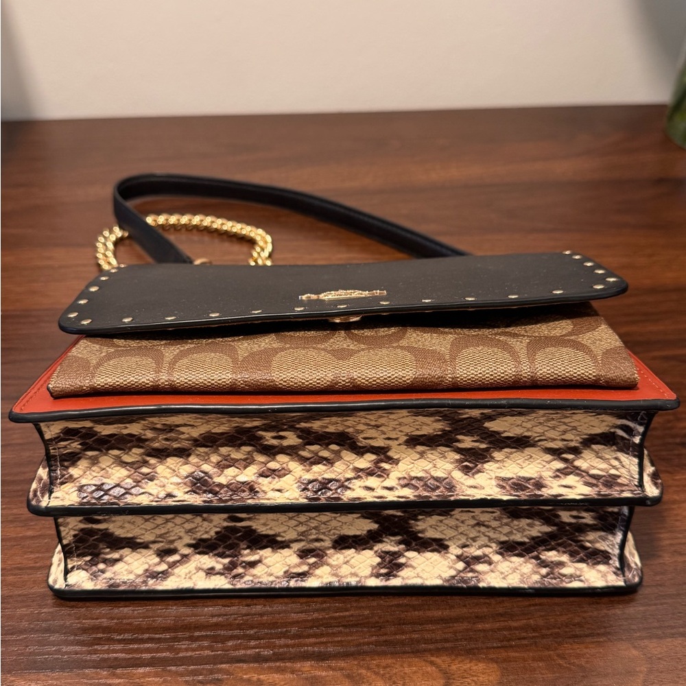 Coach Black and Tan Crossbody Bag with Gold Accents - Picture 2 of 5